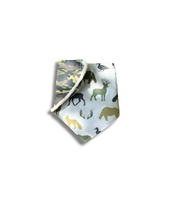 Load image into Gallery viewer, Woodland Camo In Green reversible dog bandana with soft macrame cord tie closure. Free Personalization available