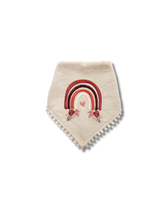 Load image into Gallery viewer, Boho Rainbow machine embroidered dog bandana with soft macrame cord tie closure