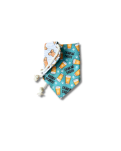Load image into Gallery viewer, Happy Hour reversible dog bandana with soft macrame cord tie closure. Free Personalization available