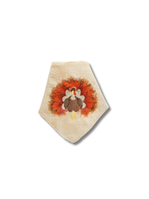 Load image into Gallery viewer, Turkey Time Embroidered Dog Bandana with Soft Macrame Cord Tie Closure