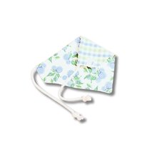 Load image into Gallery viewer, Hydrangea reversible dog bandana with soft macrame cord tie closure. Free Personalization available
