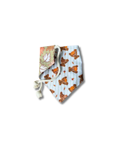 Load image into Gallery viewer, Bear-y Autumn reversible dog bandana with soft macrame cord tie closure. Free Personalization available