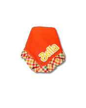 Load image into Gallery viewer, Candy Corn Plaid Ruffle Bandana with Soft Macrame Cord Tie Closure