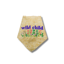 Load image into Gallery viewer, Wild Child machine embroidered dog bandana with soft macrame cord tie closure