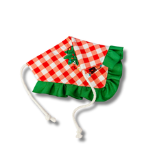 Load image into Gallery viewer, Christmas Palmetto applique dog bandana with soft macrame cord tie closure. Available with or without ruffle