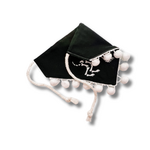 Load image into Gallery viewer, Skeleton Dog machine embroidered dog bandana with soft macrame cord tie closure
