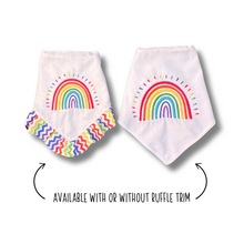 Load image into Gallery viewer, Rainbow Teardrop Machine Embroidered Dog Bandana with Soft Macrame Cord Tie Closure