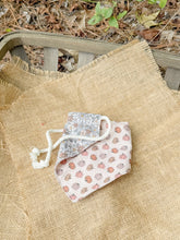 Load image into Gallery viewer, Pumpkin + Petals reversible dog bandana with soft macrame cord tie closure. Free Personalization available