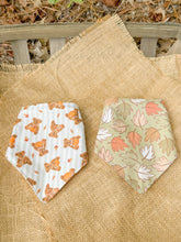 Load image into Gallery viewer, Bear-y Autumn reversible dog bandana with soft macrame cord tie closure. Free Personalization available