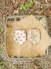 Load image into Gallery viewer, Bear-y Autumn reversible dog bandana with soft macrame cord tie closure. Free Personalization available