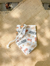 Load image into Gallery viewer, Howdy, Fall reversible dog bandana with soft macrame cord tie closure. Free Personalization available