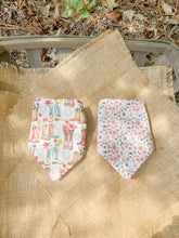Load image into Gallery viewer, Rodeo Blooms reversible dog bandana with soft macrame cord tie closure. Free Personalization available