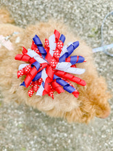 Load image into Gallery viewer, Red White and Blue Korker Dog Hair bow Made with an Alligator Hair clip