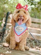 Load image into Gallery viewer, All American Pup dog bandana with soft macrame cord tie closure