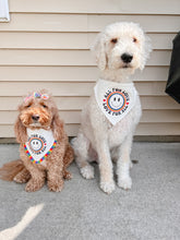 Load image into Gallery viewer, All for Love Love for All dog bandana with soft macrame cord tie closure available with or without rainbow tassel trim