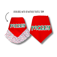 Load image into Gallery viewer, Merry Polka Dot Ruffle Dog Bandana with Soft Macrame Cord Tie Closure