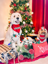 Load image into Gallery viewer, Merry Polka Dot Ruffle Dog Bandana with Soft Macrame Cord Tie Closure