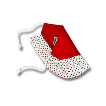 Load image into Gallery viewer, Merry Polka Dot Ruffle Dog Bandana with Soft Macrame Cord Tie Closure