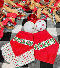 Load image into Gallery viewer, Merry Polka Dot Ruffle Dog Bandana with Soft Macrame Cord Tie Closure