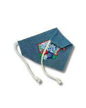 Load image into Gallery viewer, United States Floral Applique Machine Embroidered Dog Bandana with Soft Macrame Cord Tie Closure