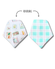 Load image into Gallery viewer, Vintage CHS Stamps reversible dog bandana with soft macrame cord tie closure. Free Personalization available