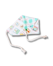 Load image into Gallery viewer, Vintage CHS Stamps reversible dog bandana with soft macrame cord tie closure. Free Personalization available