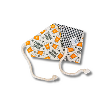 Load image into Gallery viewer, Drinking Buddy reversible dog bandana with soft macrame cord tie closure. Free Personalization available
