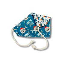 Load image into Gallery viewer, Santa Jaws and whales reversible dog bandana with soft macrame cord tie closure FREE Personalization
