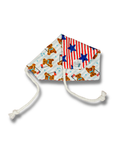 Load image into Gallery viewer, Freedom Teddy reversible dog bandana with soft macrame cord tie closure. Free personalization