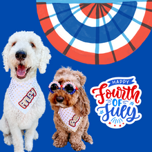 Load image into Gallery viewer, Gold Polka Dot dog bandana with soft macrame cord tie closure available with or without gold star trim trim