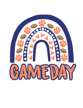 Load image into Gallery viewer, Gameday Rainbow Dog Bandana with Soft Macarame Cord Tie Closure. Several team choices plus a custom option