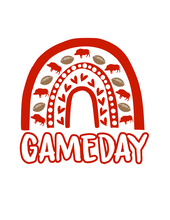 Load image into Gallery viewer, Gameday Rainbow Dog Bandana with Soft Macarame Cord Tie Closure. Several team choices plus a custom option