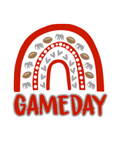 Load image into Gallery viewer, Gameday Rainbow Dog Bandana with Soft Macarame Cord Tie Closure. Several team choices plus a custom option