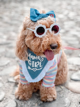 Load image into Gallery viewer, Mama's girl/boy dog bandana with soft macrame cord tie closure