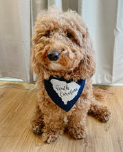 Load image into Gallery viewer, State of South Carolina with script words dog bandana with soft macrame cord tie closure