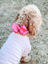 Load image into Gallery viewer, Hot Pink 1.5 in Grosgrain Hair bow Made with an Alligator Hair clip or elastic headband- Now Available over the collar