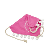 Load image into Gallery viewer, Big Brother/ Big Sister Circle Design dog bandana with soft macrame cord tie closure. Available with optional pom trim