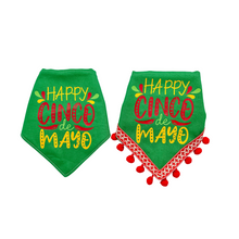 Load image into Gallery viewer, Cinco de Mayo dog bandana with soft macrame cord tie closure