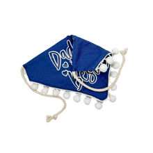 Load image into Gallery viewer, Daddy is my Bestie dog bandana with soft macrame cord tie closure available with or without trim