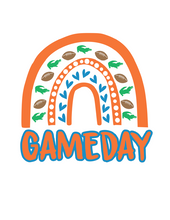 Load image into Gallery viewer, Gameday Rainbow Dog Bandana with Soft Macarame Cord Tie Closure. Several team choices plus a custom option