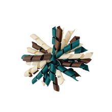Load image into Gallery viewer, Fall Green and Brown Korker Ribbon Hair Bow Made with an Alligator hairclip or elastic headband
