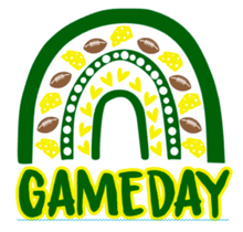 Load image into Gallery viewer, Gameday Rainbow Dog Bandana with Soft Macarame Cord Tie Closure. Several team choices plus a custom option