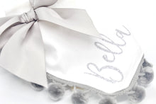 Load image into Gallery viewer, Silver Sparkle With Satin Bow Dog Bandana with Soft Macrame Cord Tie Closure