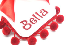Load image into Gallery viewer, Dazzling Red Glitter with Detachable Bow Dog Bandana with Soft Macramé Cord Closure
