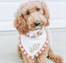 Load image into Gallery viewer, Girly Girl pet bandana with Soft Macramé Cord Closure.