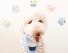 Load image into Gallery viewer, Boy and Girl Pup Cake Applique Dog Bandana with Soft Macrame Cord Tie Closure