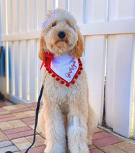 Load image into Gallery viewer, Dazzling Red Glitter with Detachable Bow Dog Bandana with Soft Macramé Cord Closure