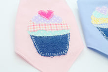Load image into Gallery viewer, Boy and Girl Pup Cake Applique Dog Bandana with Soft Macrame Cord Tie Closure