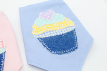Load image into Gallery viewer, Boy and Girl Pup Cake Applique Dog Bandana with Soft Macrame Cord Tie Closure