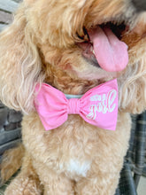 Load image into Gallery viewer, Gender Reveal Bow Tie made with Alligator hair clip or over the collar